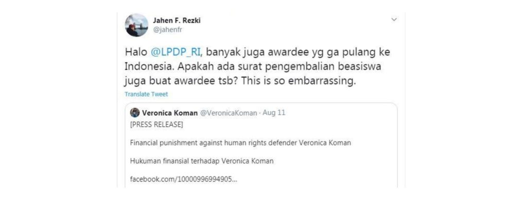LPDP Veronica Koman Dana Beasiswa