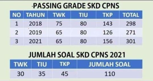 Passing grade cpns 2021
